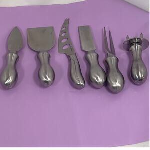 Trudeau Stainless Steel Cheese Knife Set Ergonomic Teardrop Shape Hollow Handles